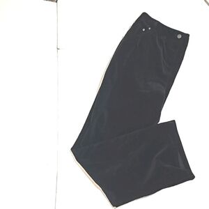 INC women's velour pants sz 16W black flat front straight leg wide leg trousers
